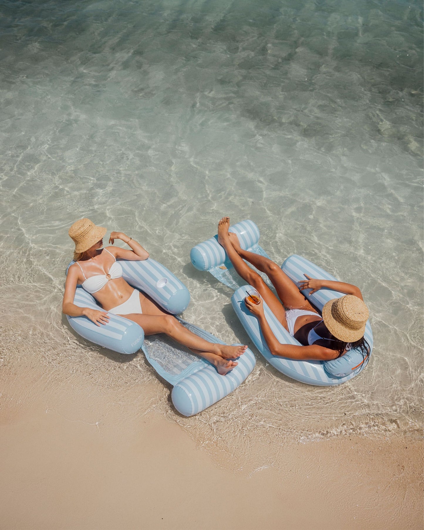 Blue & White Stripe Coastal Mesh Chair Pool Float | Funboy On Sale