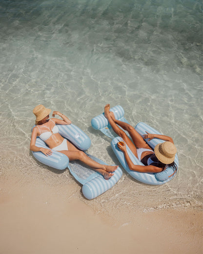 Blue & White Stripe Coastal Mesh Chair Pool Float | Funboy On Sale