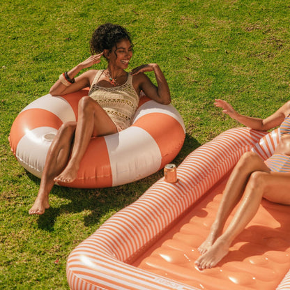 Large Pool Tube Float: Burnt Orange & White Stripes, 48" | Funboy Online