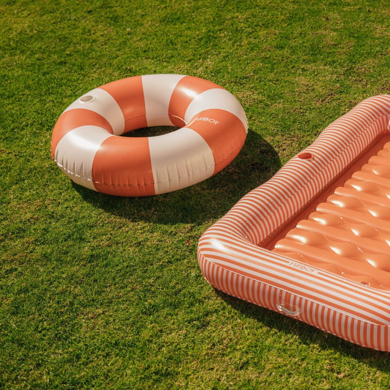 Large Pool Tube Float: Burnt Orange & White Stripes, 48" | Funboy Online