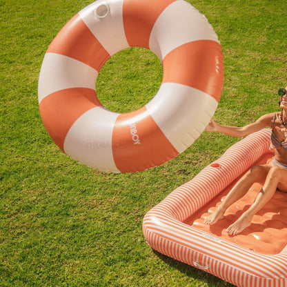Large Pool Tube Float: Burnt Orange & White Stripes, 48" | Funboy Online