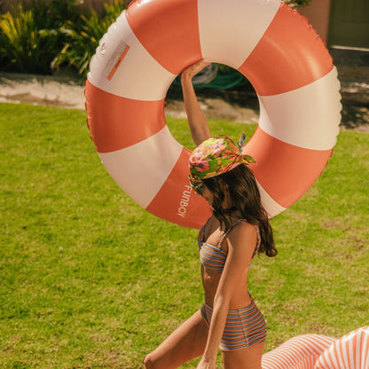 Large Pool Tube Float: Burnt Orange & White Stripes, 48" | Funboy Online