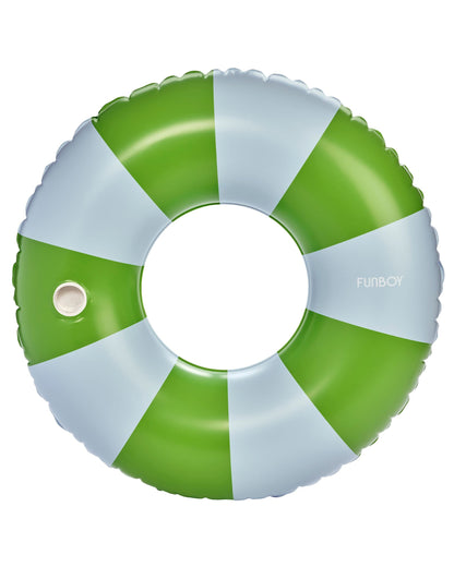 Large Pool Tube Float: Green & Blue Stripes, 48" | Funboy Discount