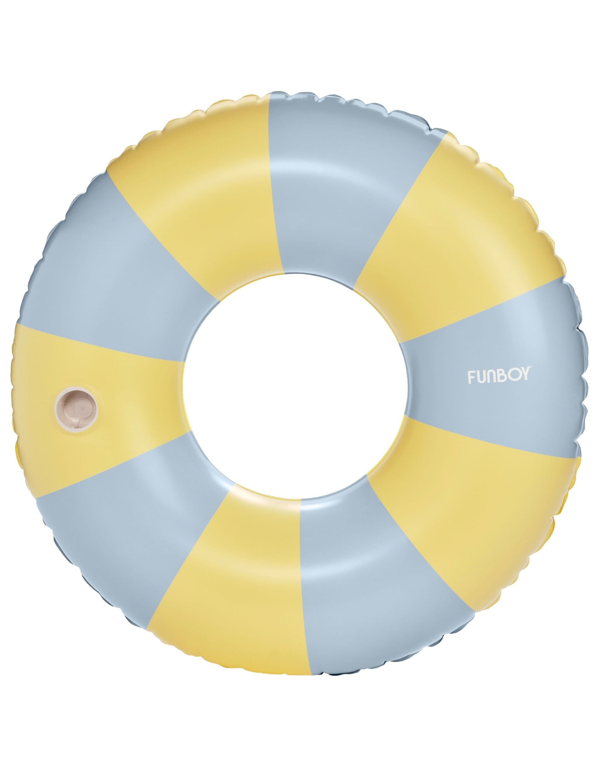 Large Pool Tube Float: Butter Yellow and Blue Stripes, 48" | Funboy New
