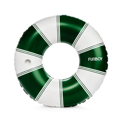 Vintage Green Stripe Inflatable Pool Float with Cup Holder 48" | Funboy New