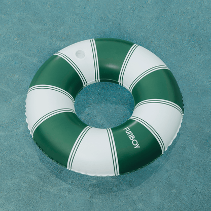 Vintage Green Stripe Inflatable Pool Float with Cup Holder 48" | Funboy New