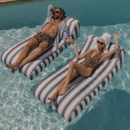 Cabana Navy Stripe Sunbed Lounger 2 Pack Fabric-Covered Pool Floats | Funboy Sale