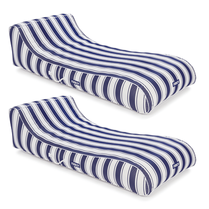 Cabana Navy Stripe Sunbed Lounger 2 Pack Fabric-Covered Pool Floats | Funboy Sale