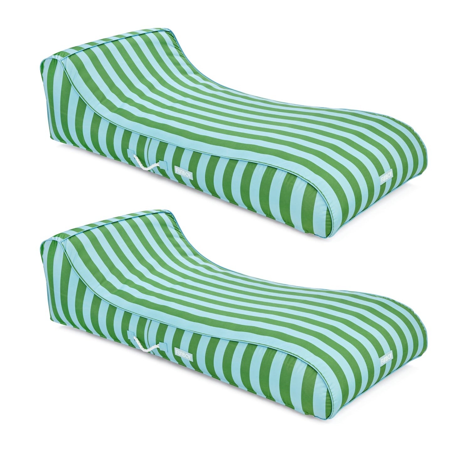 Fabric Sunbed Lounger 2-Pack, Green & Blue Striped | Funboy Near Me