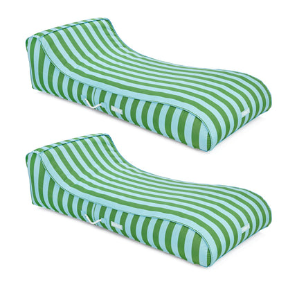 Fabric Sunbed Lounger 2-Pack, Green & Blue Striped | Funboy Near Me