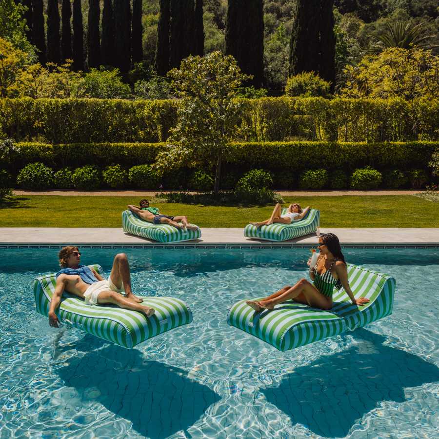 Fabric Sunbed Lounger 2-Pack, Green & Blue Striped | Funboy Near Me