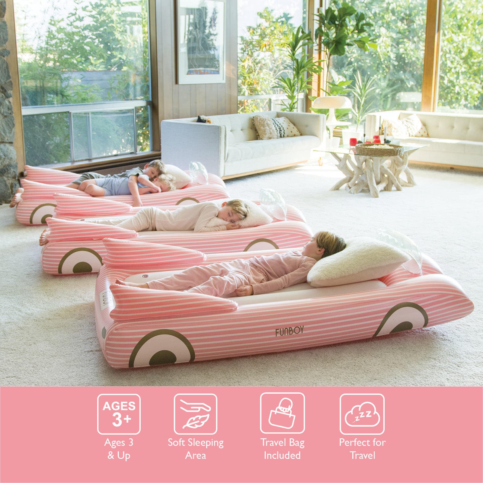 Kids Sleepover Bed - Pink Convertible Air Mattress | Funboy On Sale