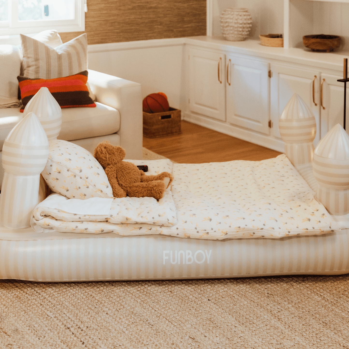 Kids Sleepover Bed - Striped Castle Air Mattress | Funboy On Sale