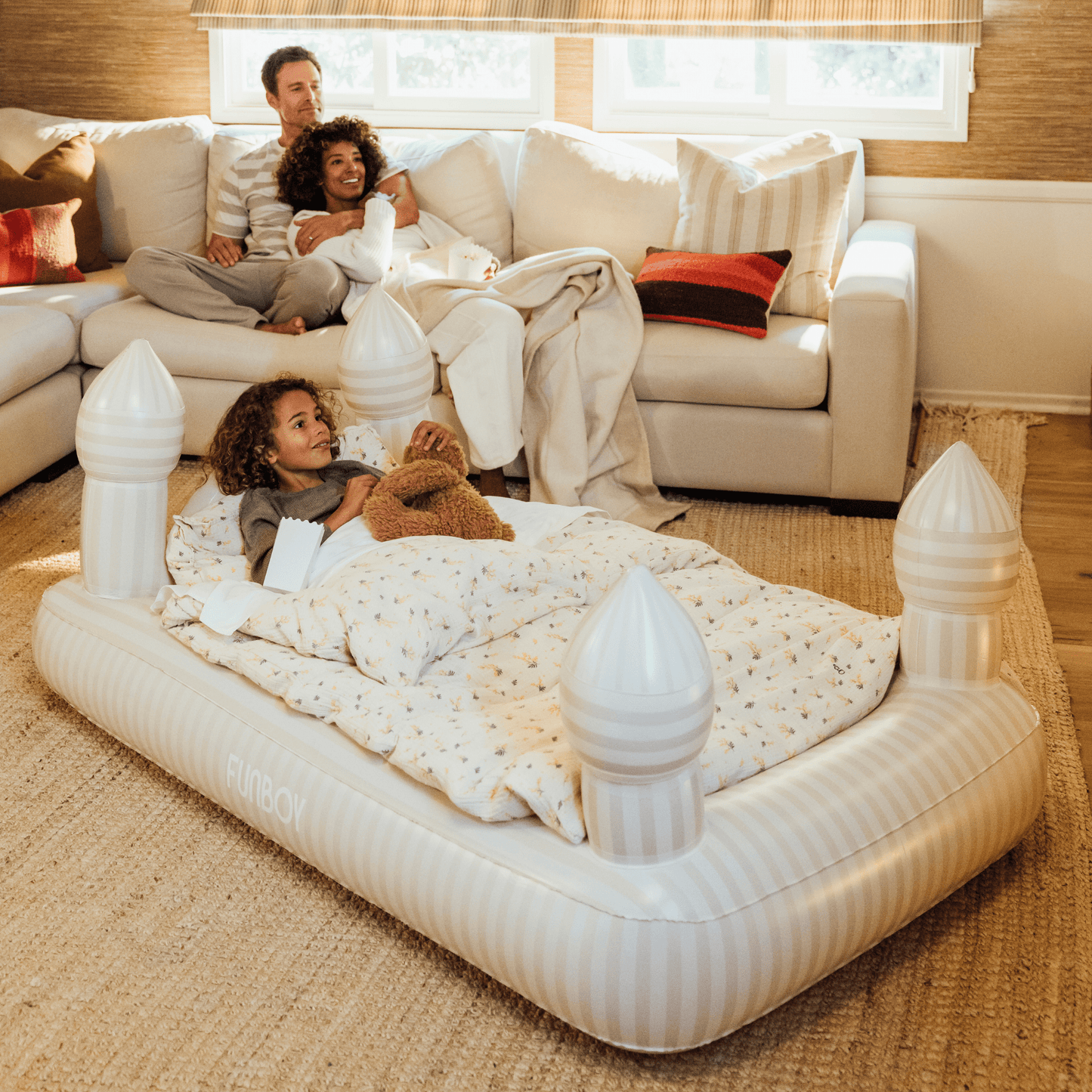 Kids Sleepover Bed - Striped Castle Air Mattress | Funboy On Sale