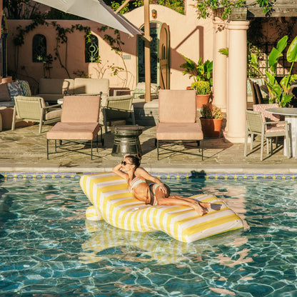 Yellow Striped Chaise Lounger Pool Float | Funboy On Sale