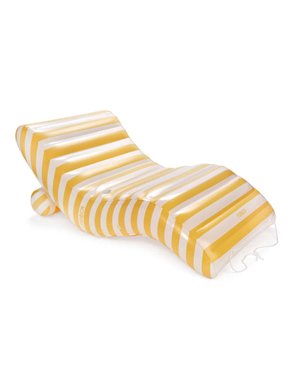 Yellow Striped Chaise Lounger Pool Float | Funboy On Sale