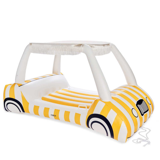 Yellow & White Cabana Golf Cart Pool Float, Removable Shade | Funboy Sale