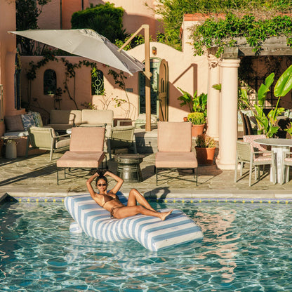 Blue Striped Chaise Lounger Pool Float | Funboy Discount