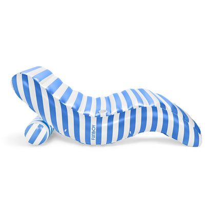 Blue Striped Chaise Lounger Pool Float | Funboy Discount
