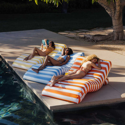 Blue Striped Chaise Lounger Pool Float | Funboy Discount
