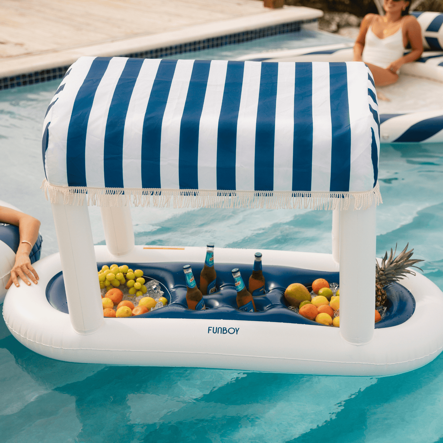 Navy Blue & White Striped Floating Cabana Bar | Funboy Online