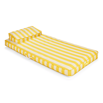 Fabric Classic Mat Lounger Pool Float - Yellow Cabana Stripe | Funboy Online