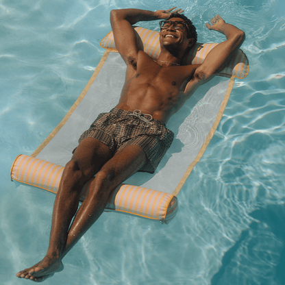 Premium Fabric Pool Hammock -Yellow Cabana Stripe | Funboy Discount