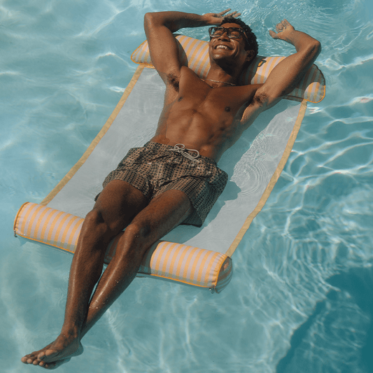 Premium Fabric Pool Hammock -Yellow Cabana Stripe | Funboy Discount