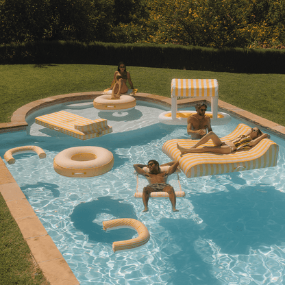 Premium Fabric Pool Hammock -Yellow Cabana Stripe | Funboy Discount