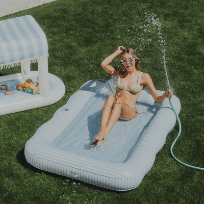 Tanning Pool Lounger: Blue & White Stripes | Funboy On Sale