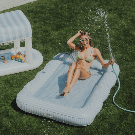 Tanning Pool Lounger: Blue & White Stripes | Funboy On Sale