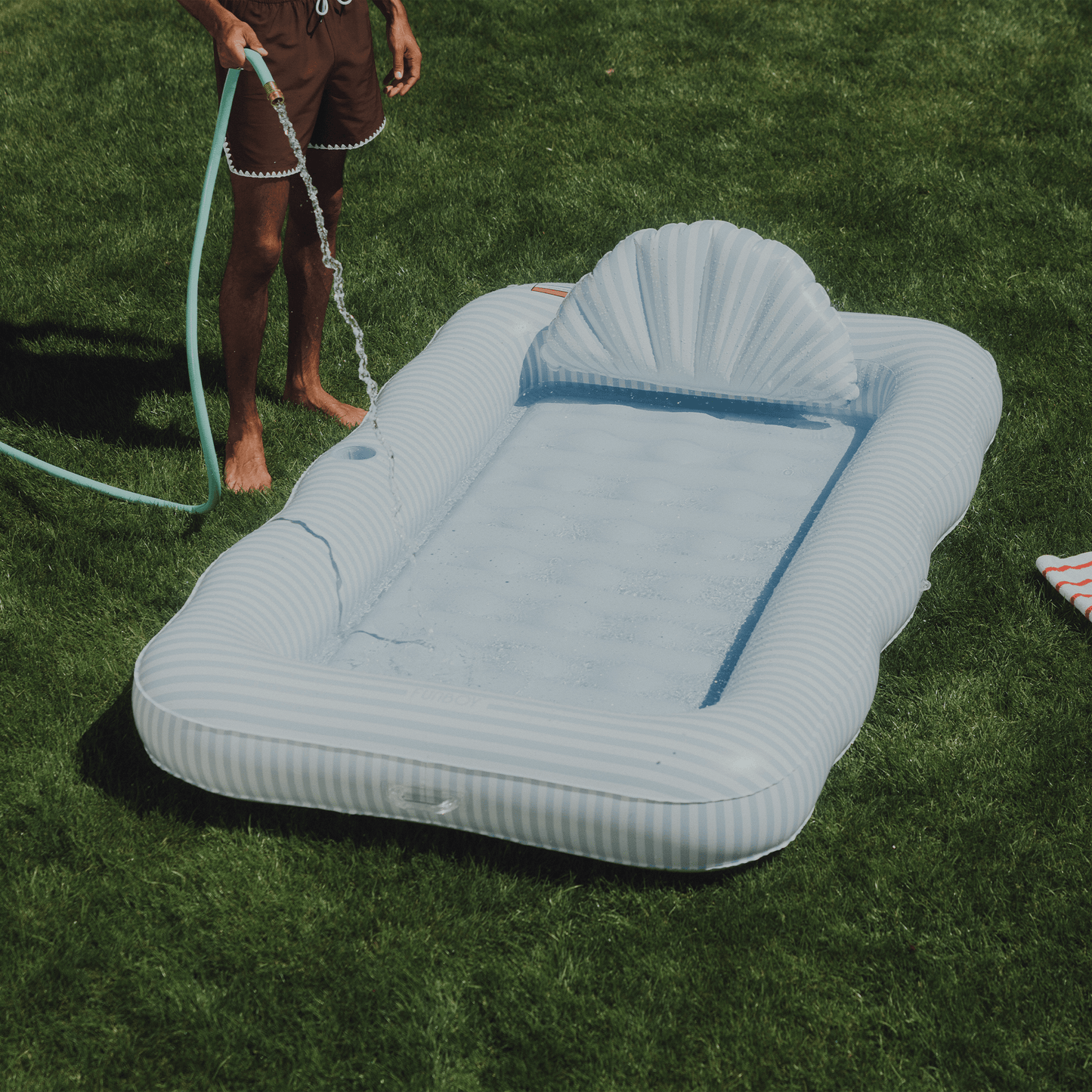 Tanning Pool Lounger: Blue & White Stripes | Funboy On Sale