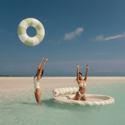 Large Pool Tube Float: Sage & White Stripes, 48" | Funboy On Sale