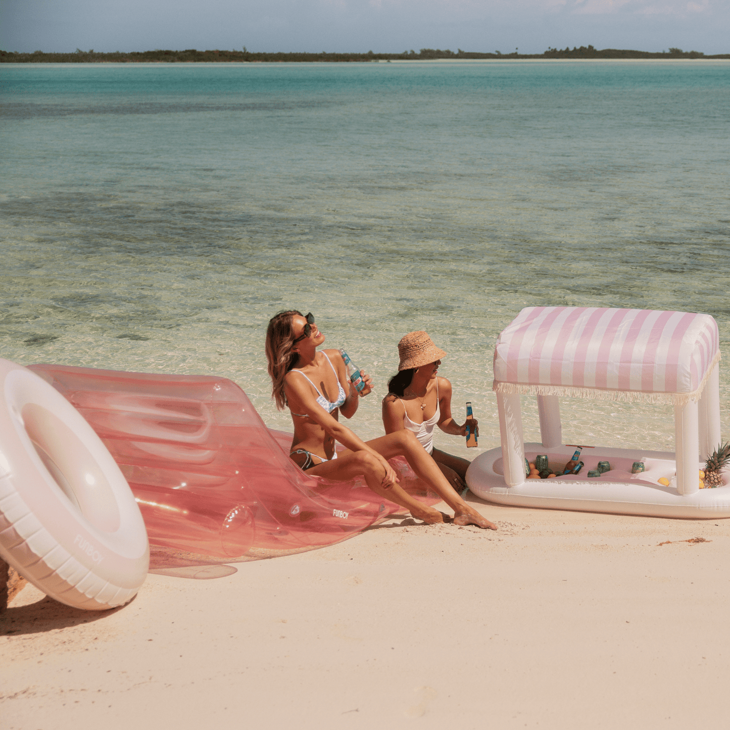 Pool Tube Float: Pink & White, Striped | Funboy Discount