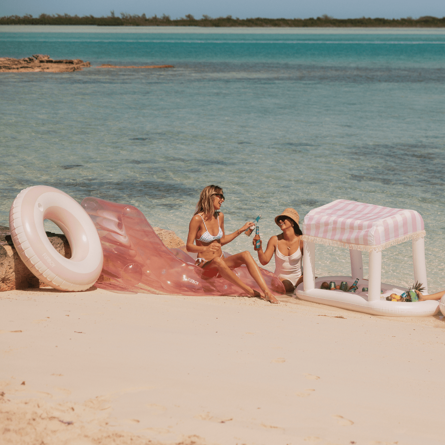 Pool Tube Float: Pink & White, Striped | Funboy Discount