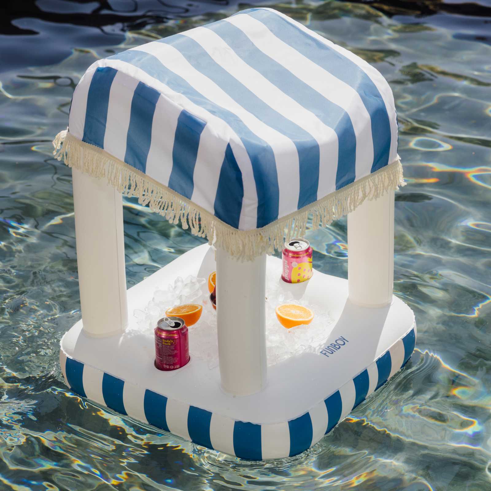 Blue & White Striped Floating Cabana Bar | Funboy For Sale