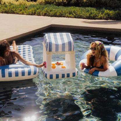 Blue & White Striped Floating Cabana Bar | Funboy For Sale